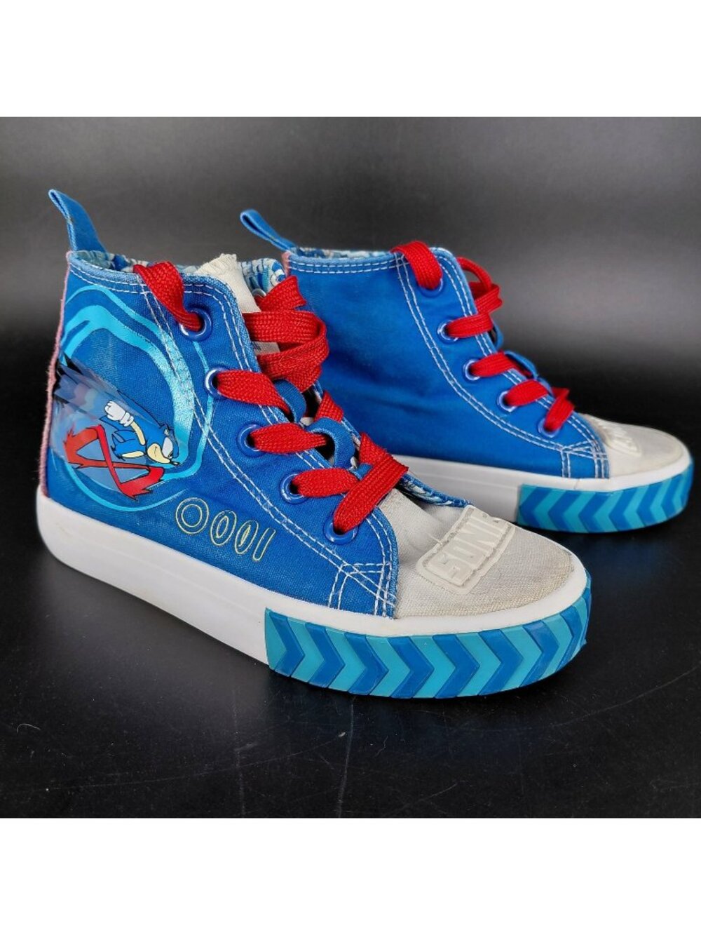 Sonic The Hedgehog Shoes Kids Size 12 Blue Ground Up High Top Sneaker Graphic